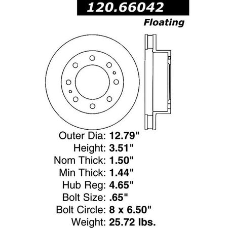 CENTRIC PARTS Premium Brake Rotor, 120.66042 120.66042